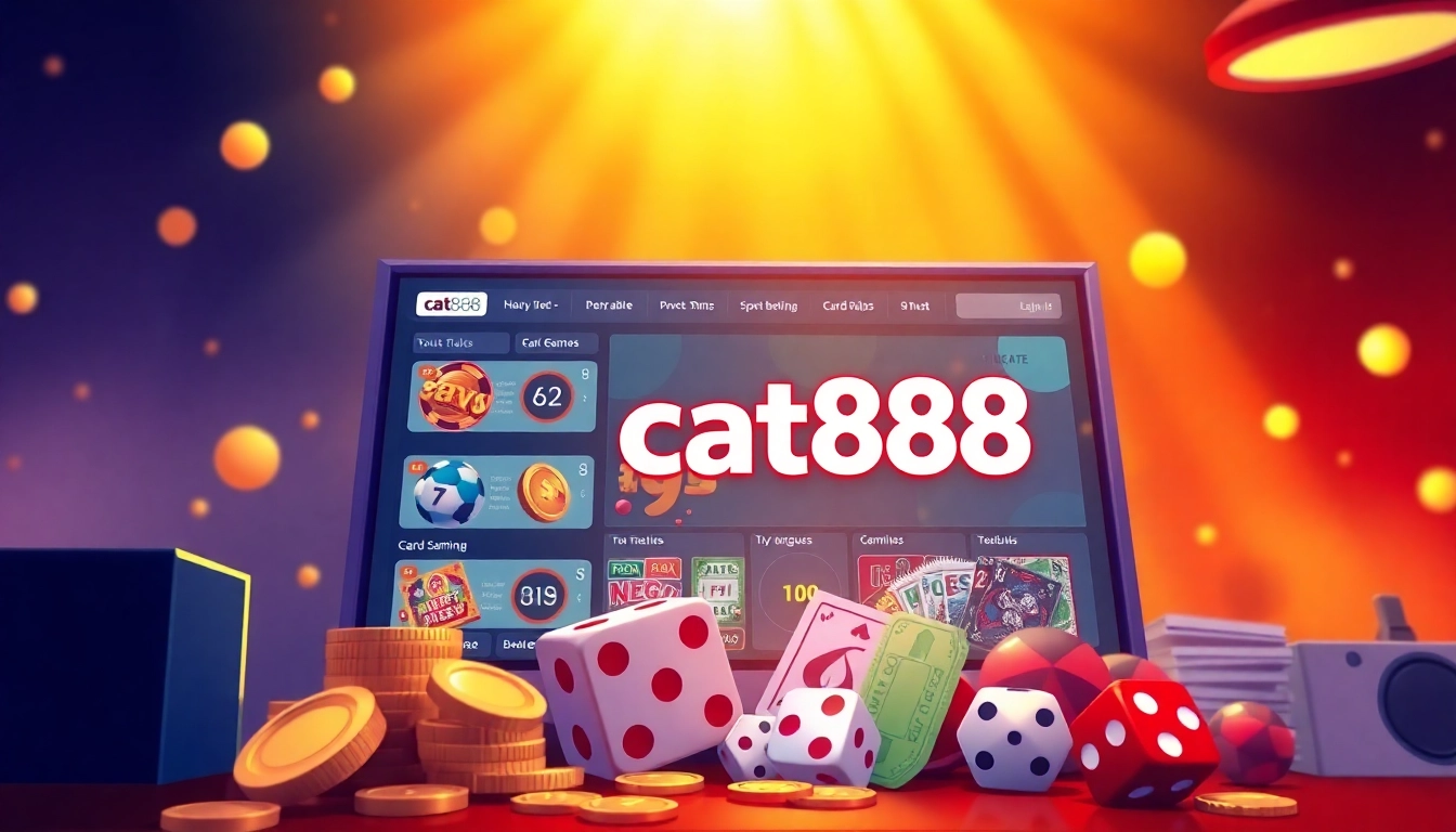 Explore cat888 with exciting lottery options and sports betting offerings, featuring vibrant user interface.