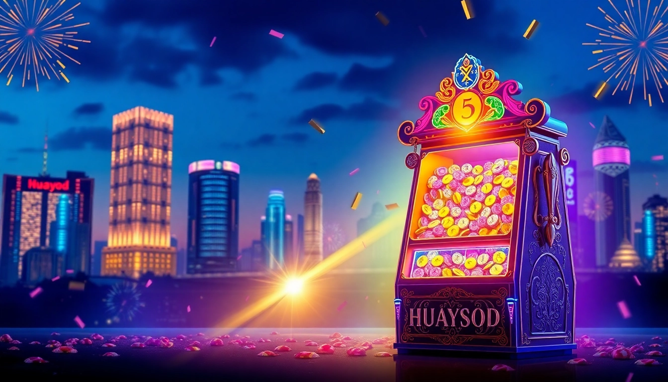 Experience the excitement of winning at Huaysod's vibrant virtual lottery games filled with colorful tokens.