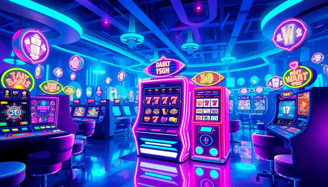 Explore the exciting gaming world of pgg369 with a vibrant slot machine in a bustling casino.