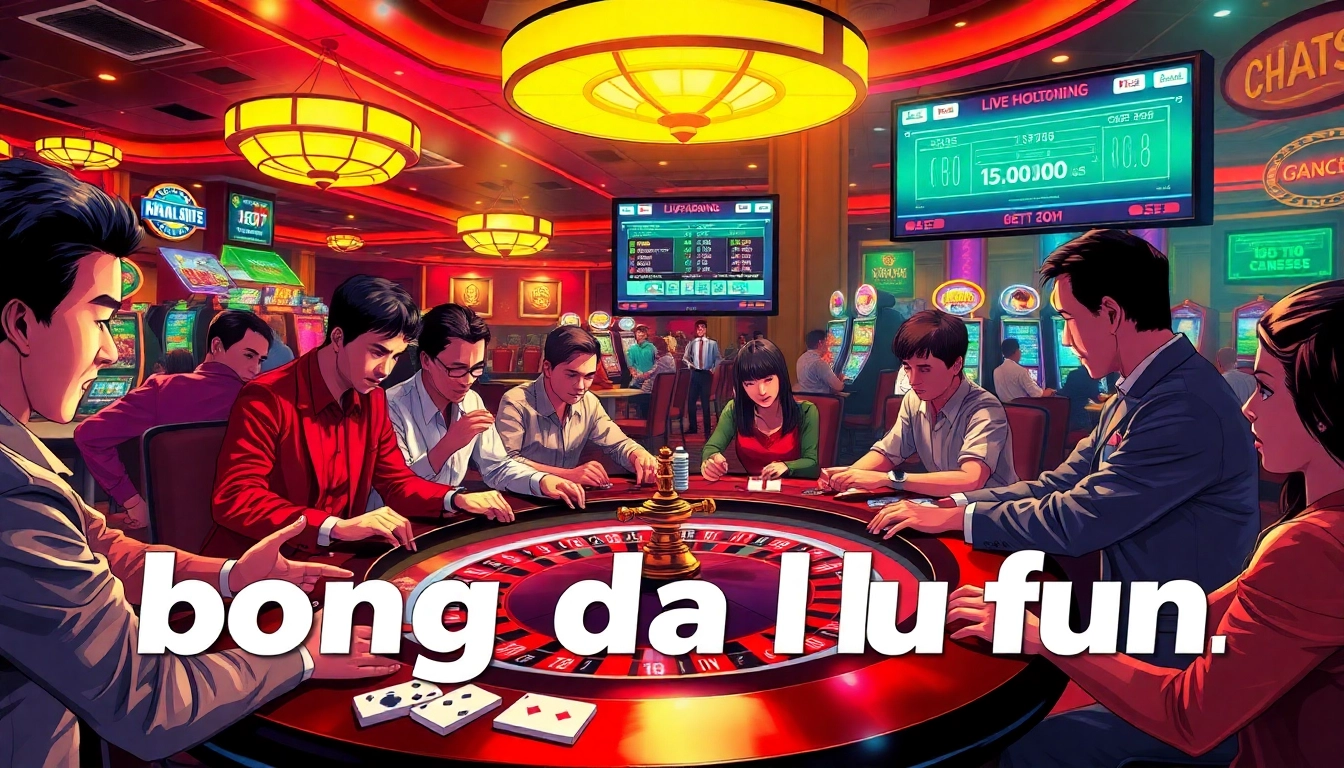 Experience the thrill of casino gaming with 'bong da lu fun' reflected in vibrant bets, dynamic roulette action, and colorful chips.