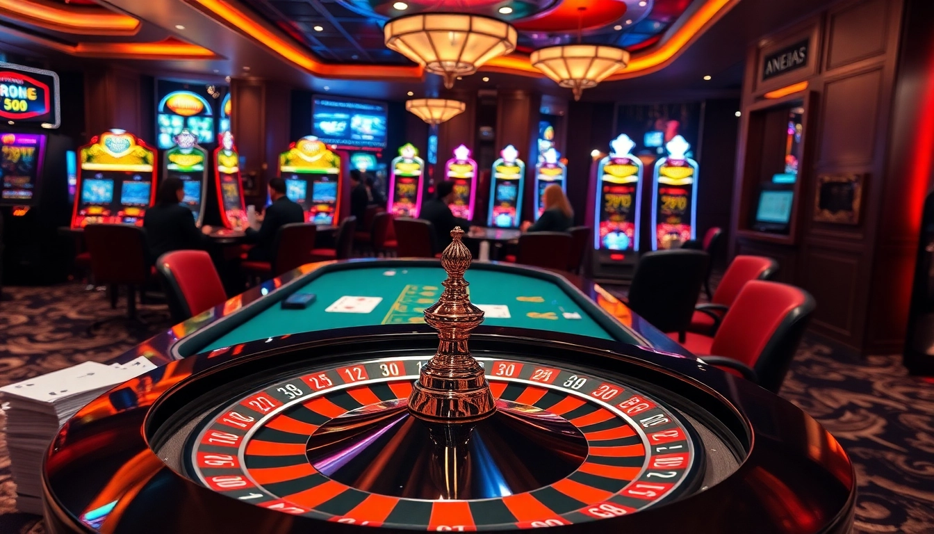 Experience the thrill of RR88 casino games with players engaged around a vibrant poker table.