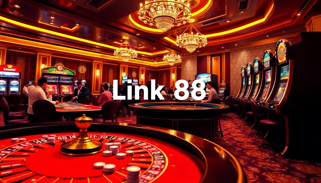 Experience the excitement of high-stakes gaming at a vibrant casino, featuring players engaging with Link 68 game bài activities.